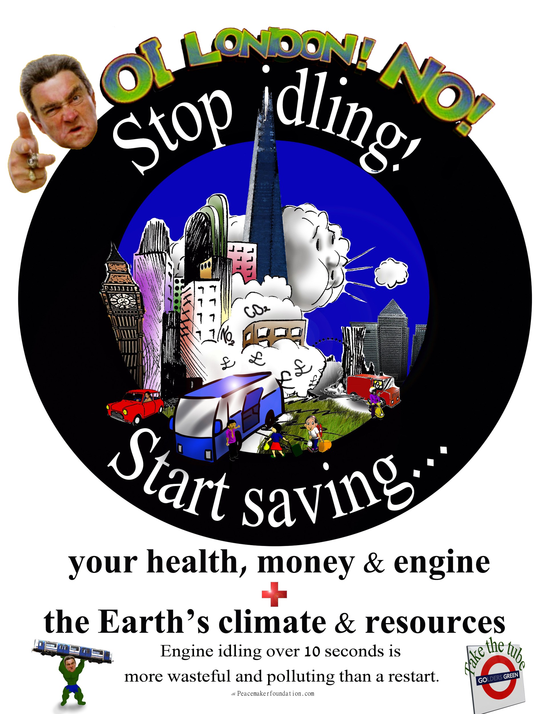 'Stop Idling Start Saving' poster for London